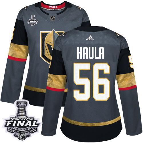 Women's Adidas Golden Knights #56 Erik Haula Grey Home Authentic 2018 Stanley Cup Final Women's Stitched NHL Jersey