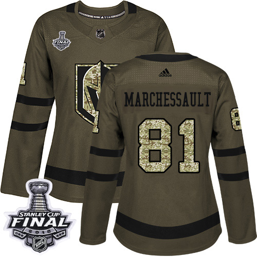 Women's Adidas Golden Knights #81 Jonathan Marchessault Green Salute to Service 2018 Stanley Cup Final Women's Stitched NHL Jersey
