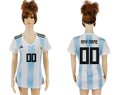 Women's Argentina Personalized Home Soccer Country Jersey