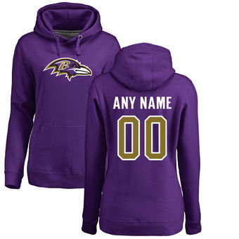 Women's Baltimore Ravens Pro Line Purple Any Name & Number Logo Personalized Pullover Hoodie.