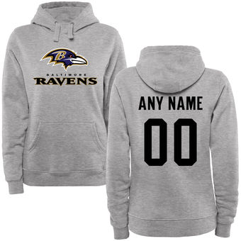 Women's Baltimore Ravens Steel Custom Name & Number Wordmark Pullover Hoodie Women's Baltimore Ravens Steel Custom Name & Number Wordmark Pullover Hoodie