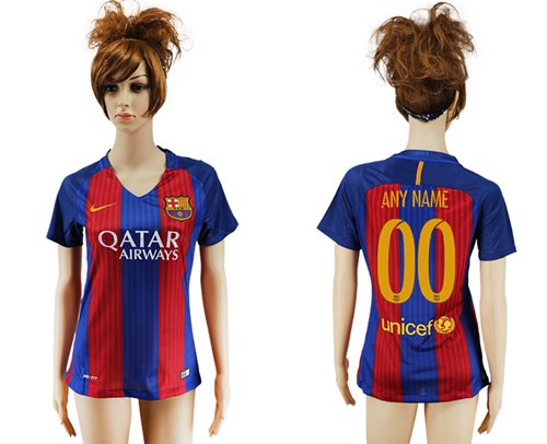 Women's Barcelona Personalized Home Soccer Club Jersey Women's Barcelona Personalized Home Soccer Club Jersey