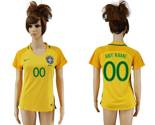 Women's Brazil Personalized Home Soccer Country Jersey Women's Brazil Personalized Home Soccer Country Jersey