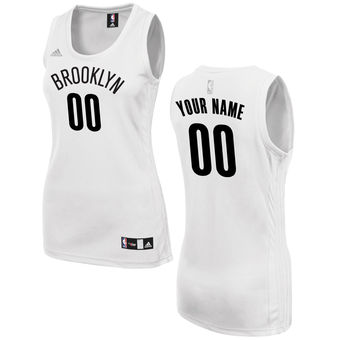 Women's Brooklyn Nets adidas White Custom Fashion Jersey