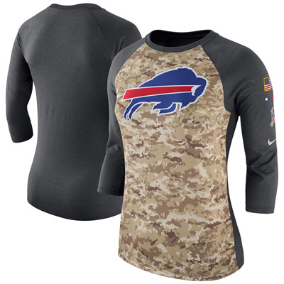 Women's Buffalo Bills Nike Camo Charcoal Salute to Service Legend Three-Quarter Raglan Sleeve T-Shirt Women's Buffalo Bills Nike Camo Charcoal Salute to Service Legend Three-Quarter Raglan Sleeve T-Shirt