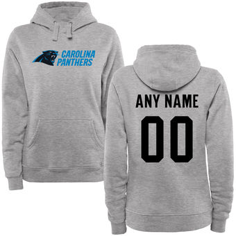 Women's Carolina Panthers Steel Custom Name & Number Wordmark Pullover Hoodie