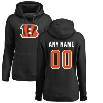Women's Cincinnati Bengals Pro Line Black Any Name & Number Logo Personalized Pullover Hoodie