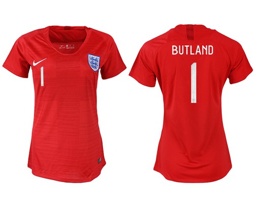 Women's England #1 Butland Away Soccer Country Jersey Women's England #1 Butland Away Soccer Country Jersey