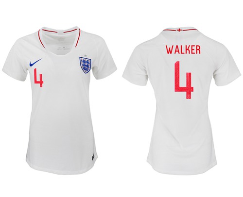 Women's England #4 Walker Home Soccer Country Jersey Women's England #4 Walker Home Soccer Country Jersey