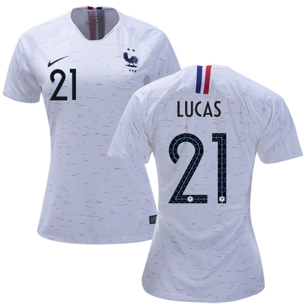 Women's France #21 Lucas Away Soccer Country Jersey Women's France #21 Lucas Away Soccer Country Jersey