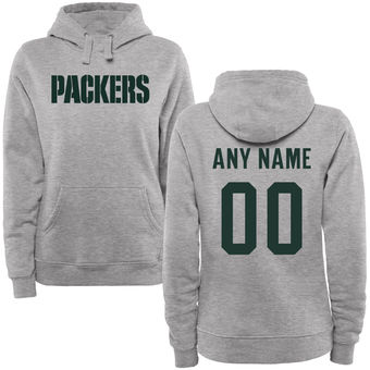 Women's Green Bay Packers Steel Custom Name & Number Wordmark Pullover Hoodie