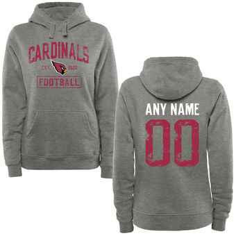 Women's Heather Gray Arizona Cardinals Distressed Custom Name & Number Pullover Hoodie