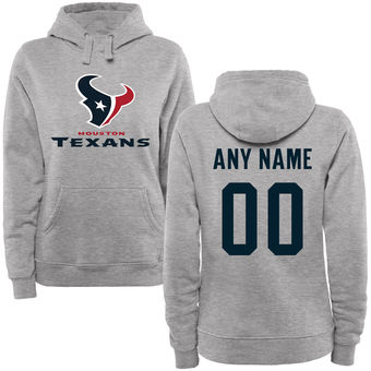Women's Houston Texans Steel Custom Name & Number Wordmark Pullover Hoodie