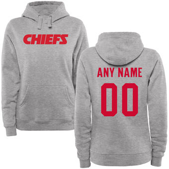 Women's Kansas City Chiefs Steel Custom Name & Number Wordmark Pullover Hoodie
