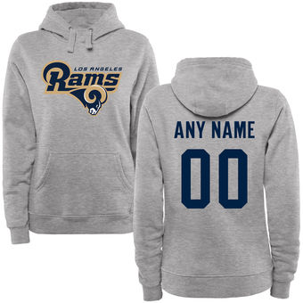Women's Los Angeles Rams Heather Gray Personalized Name & Number Wordmark Pullover Hoodie