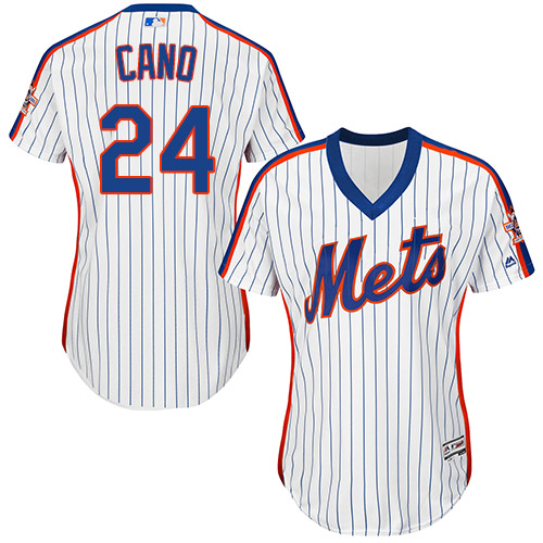 Women's Mets #24 Robinson Cano White(Blue Strip) Alternate Women's Stitched Baseball Jersey Women's Mets #24 Robinson Cano White(Blue Strip) Alternate Women's Stitched Baseball Jersey
