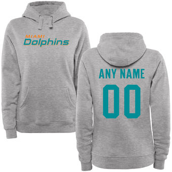 Women's Miami Dolphins Steel Custom Name & Number Wordmark Pullover Hoodie