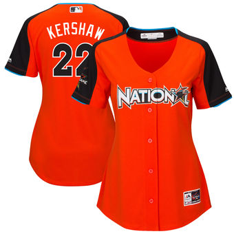 Women's National League Dodgers Clayton Kershaw Majestic Orange 2017 MLB All-Star Game Home Run Derby Jersey