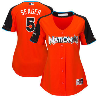 Women's National League Dodgers Corey Seager Majestic Orange 2017 MLB All-Star Game Home Run Derby Jersey