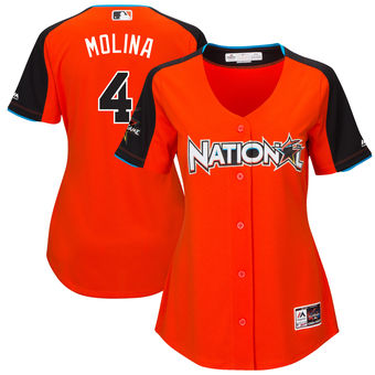 Women's National League Yadier Molina Majestic Orange 2017 MLB All-Star Game Home Run Derby Jersey