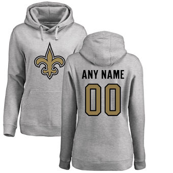 Women's New Orleans Saints Pro Line Ash Personalized Name & Number Logo Pullover Hoodie Women's New Orleans Saints Pro Line Ash Personalized Name & Number Logo Pullover Hoodie
