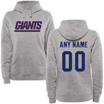 Women's New York Giants Steel Custom Name & Number Wordmark Pullover Hoodie