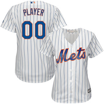Women's New York Mets Majestic White Royal Home Cool Base Custom Jersey