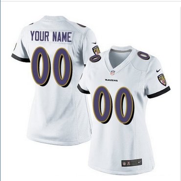 Women's Nike Baltimore Ravens Customized Limited White NFL Jersey