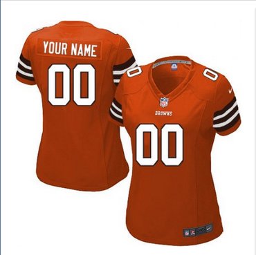 Women's Nike Cleveland Browns Customized Elite Orange Alternate NFL Jersey
