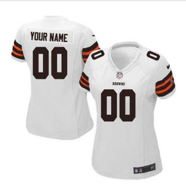 Women's Nike Cleveland Browns Customized Elite White NFL Jersey