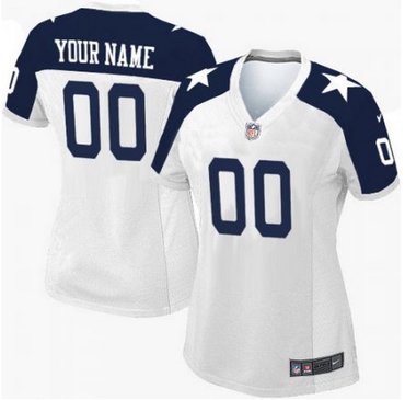 Women's Nike Dallas Cowboys Customized Elite White Throwback Alternate NFL Jersey