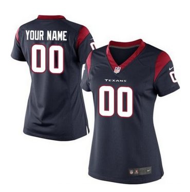 Women's Nike Houston Texans Customized Limited Navy Blue Team Color NFL Jersey