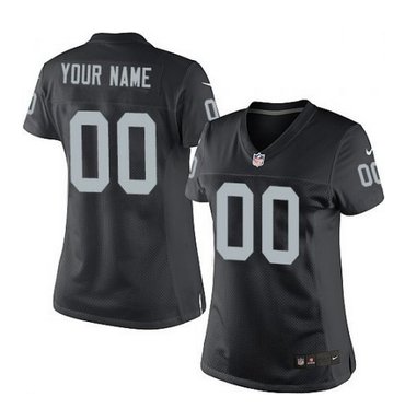 Women's Nike Oakland Raiders Customized Elite Black Team Color NFL Jersey