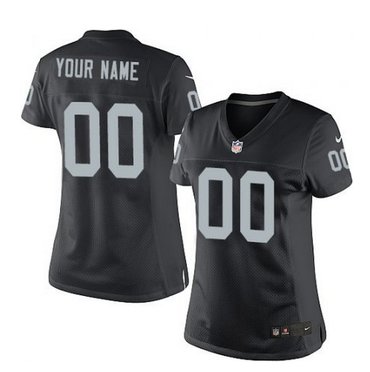 Women's Nike Oakland Raiders Customized Limited Black Team Color NFL Jersey