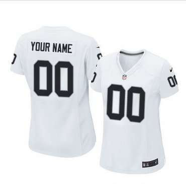 Women's Nike Oakland Raiders Customized Limited White NFL Jersey