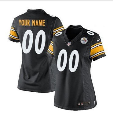 Women's Nike Pittsburgh Steelers Customized Elite Black Team Color NFL Jersey