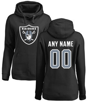 Women's Oakland Raiders Pro Line Black Any Name & Number Logo Personalized Pullover Hoodie