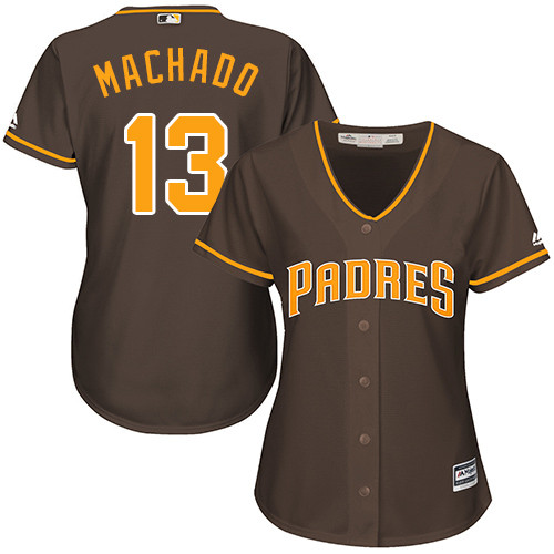 Women's Padres #13 Manny Machado Brown Alternate Women's Stitched Baseball Jersey Women's Padres #13 Manny Machado Brown Alternate Women's Stitched Baseball Jersey