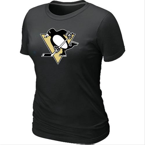 Women's Pittsburgh Penguins Big & Tall Logo Black NHL T-Shirts