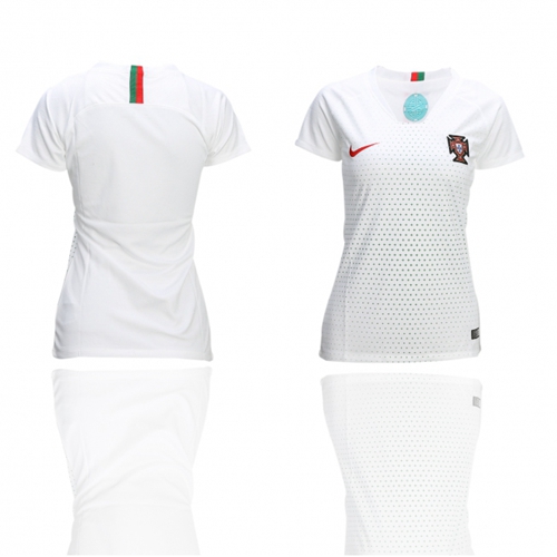 Women's Portugal Blank Away Soccer Country Jersey Women's Portugal Blank Away Soccer Country Jersey