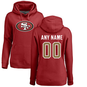 Women's San Francisco 49ers Pro Line Red Any Name & Number Logo Personalized Pullover Hoodie