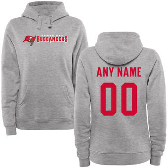 Women's Tampa Bay Buccaneers Steel Custom Name & Number Wordmark Pullover Hoodie