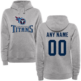 Women's Tennessee Titans Steel Custom Name & Number Wordmark Pullover Hoodie