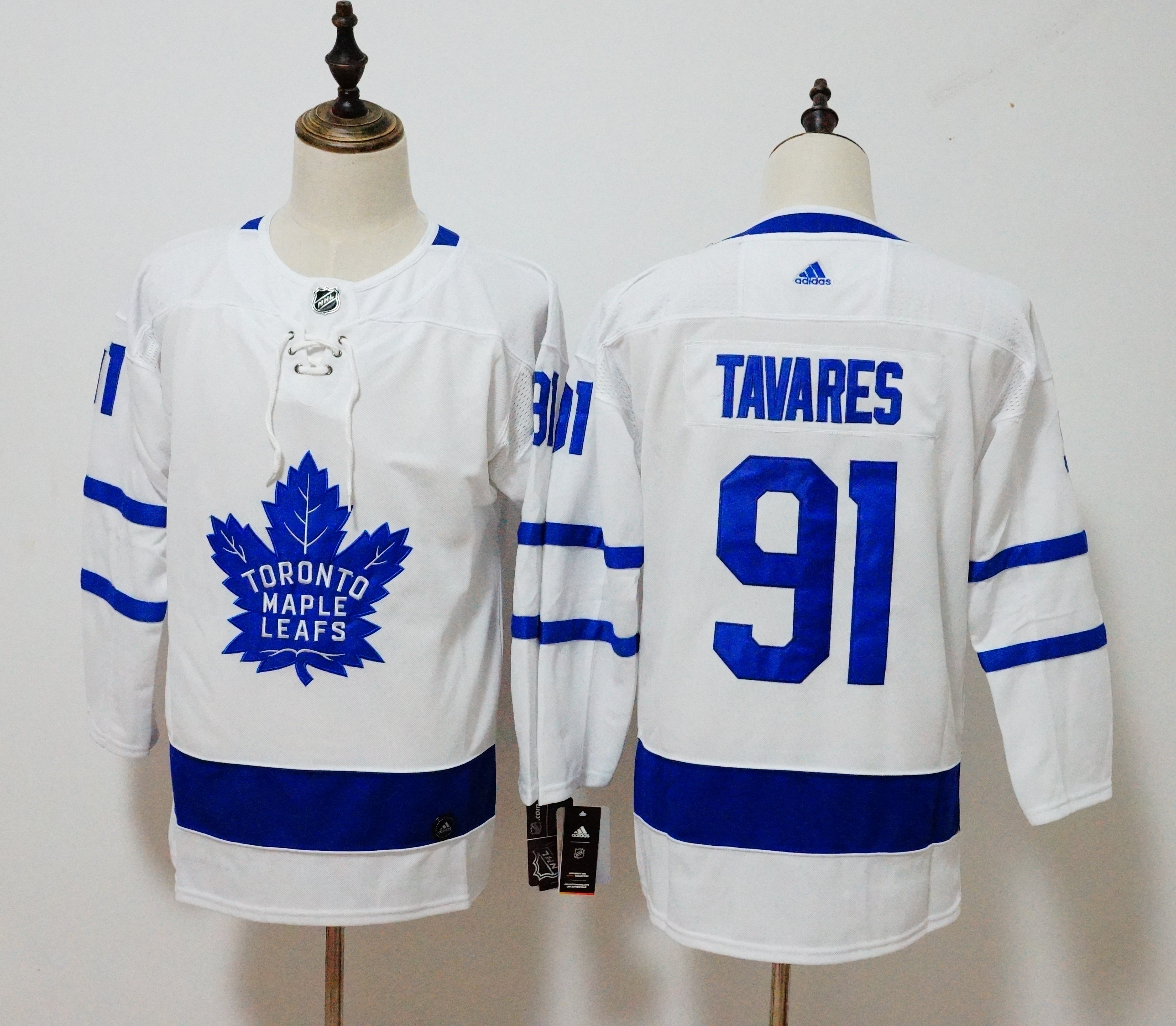 Women Adidas Maple Leafs #91 John Tavares Blue Home Authentic Drift Fashion Stitched NHL Jersey (2)