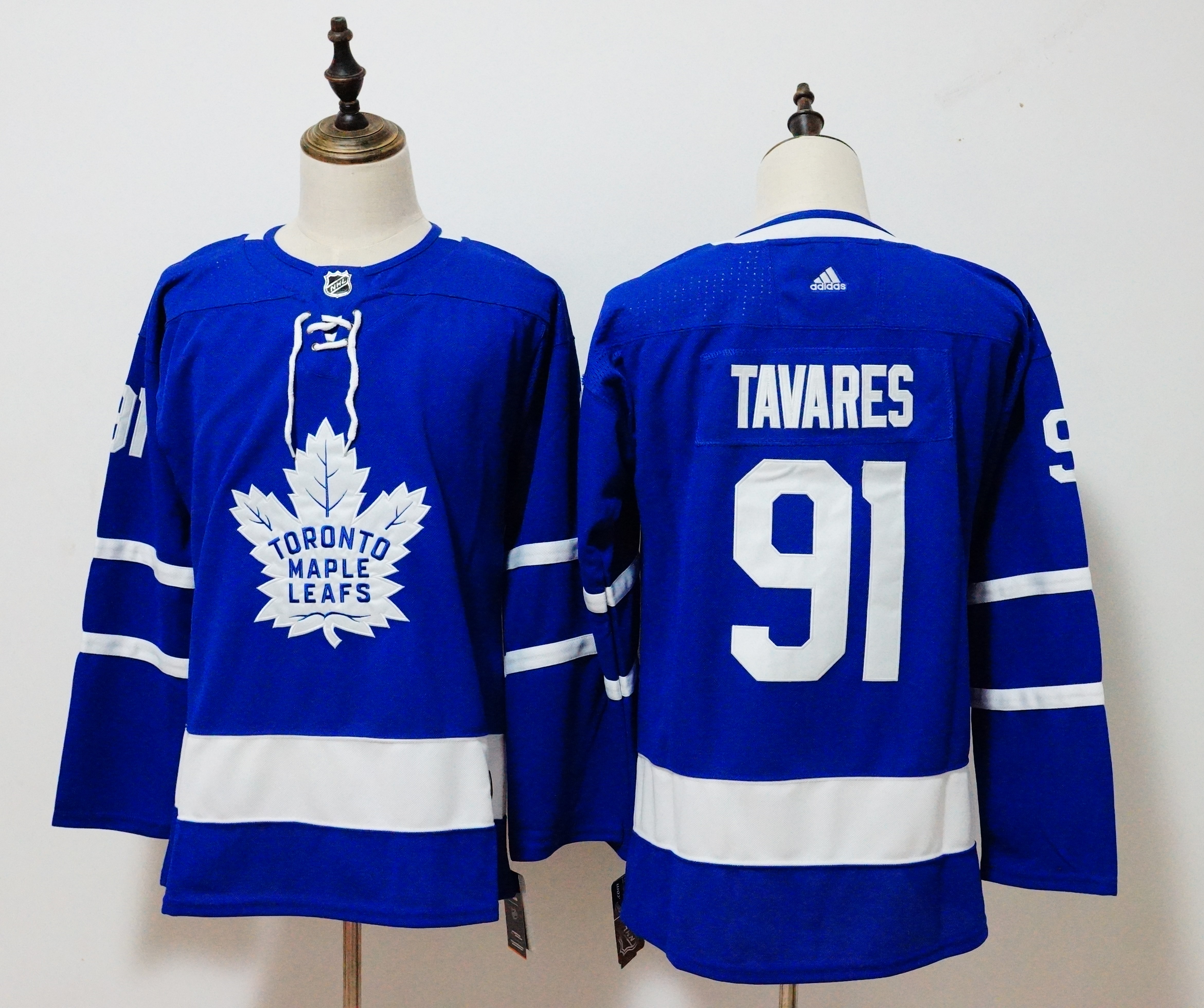 Women Adidas Maple Leafs #91 John Tavares Blue Home Authentic Drift Fashion Stitched NHL Jersey