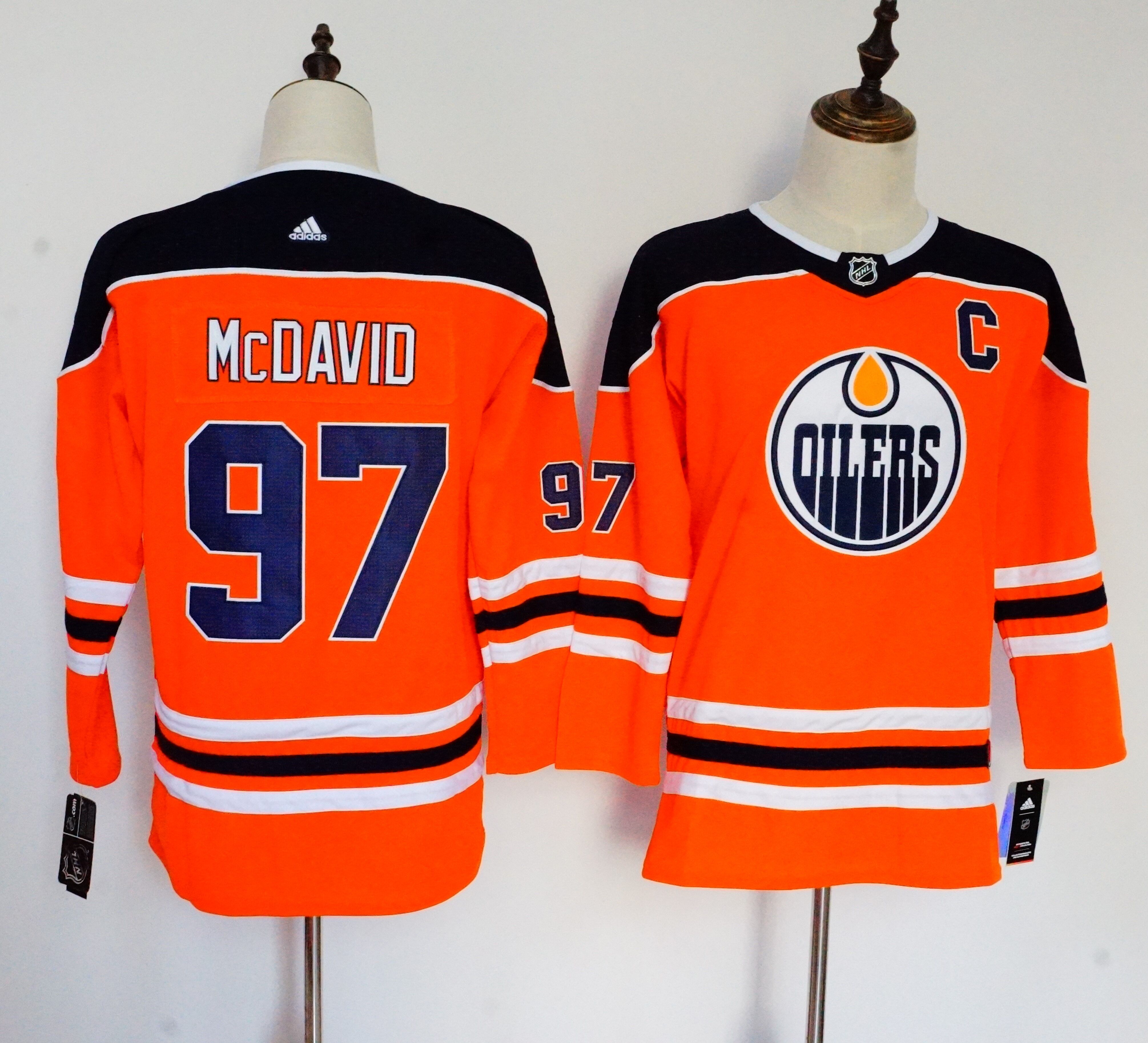Women Adidas Oilers #97 Leon Draisaitl Orange Home Authentic Drift Fashion Stitched NHL Jersey