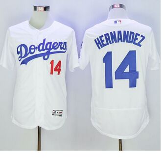 Women Dodgers #14 Enrique Hernandez White Flexbase Authentic Collection Stitched MLB Jersey