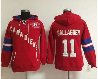 Women Montreal Canadiens #11 Brendan Gallagher Red Old Time Heidi NHL Hoodie