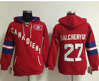 Women Montreal Canadiens #27 Alex Galchenyuk Red Old Time Heidi NHL Hoodie