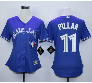 Women Toronto Blue Jays #11 Kevin Pillar Blue Alternate Stitched MLB Jersey